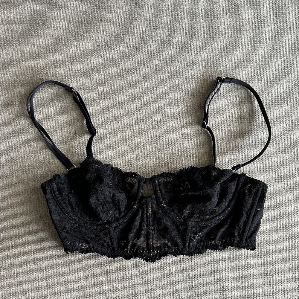 Fleur du Mal Black Lace Longline Bra